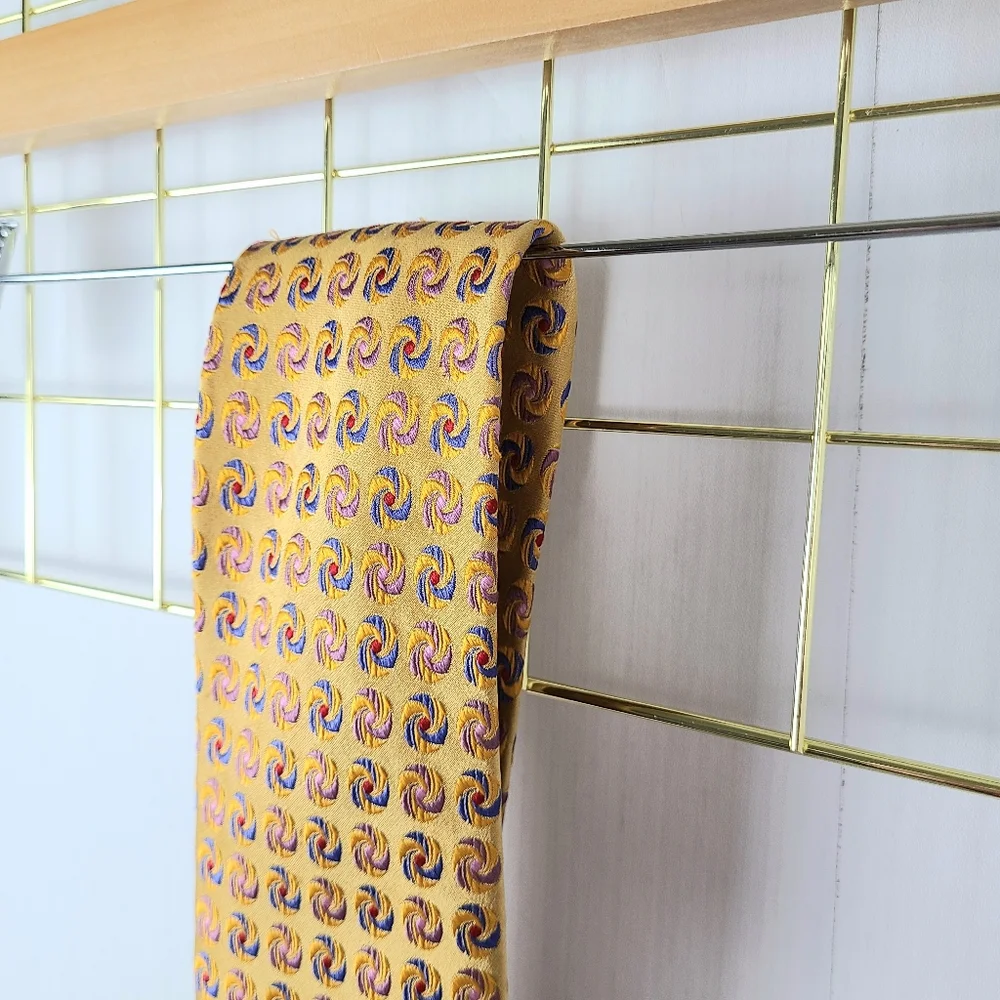 Ted Baker Geometric Print Marigold Pinwheel Swirl Woven Silk Tie